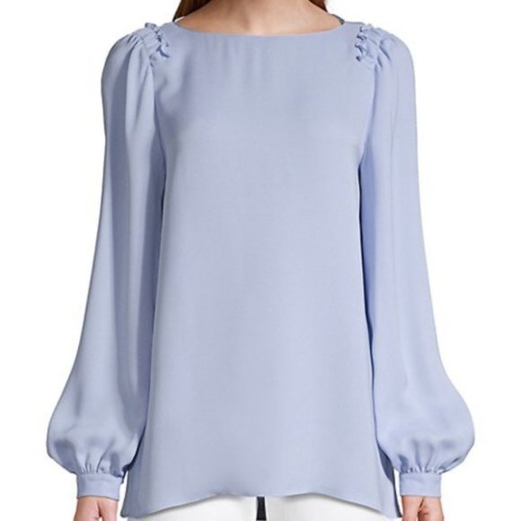 Lafayette 148 New York Tops - LAFAYETTE 148 Albright Bishop-Sleeve Blouse Sz M